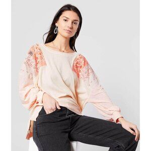 Free People Feelin It Alabaster Combo Dolman Sleeve Top Women's Size Medium M